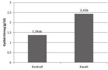 taxon levélszámánál (db/növény) az átlagok különböznek egymástól, ezért a kezelt és a kontroll csoport között különbség igazolható a Bryophyllum spp. levélszám esetében. amint a 3.