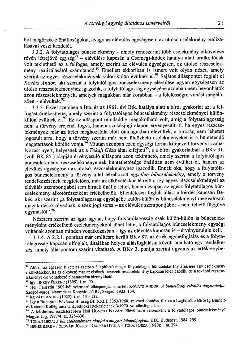 A törvényi egység általános ismérveiről 21