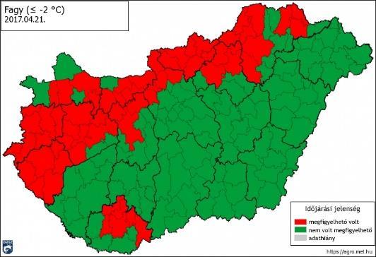 Késő tavaszi fagyok: 2017 április 20.