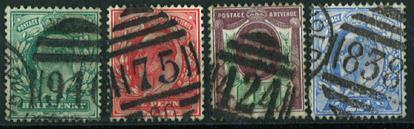 Kombinált (duplex) számbélyegzések Nagy-Britannia 1840 és 1900 között kiadott klasszikus bélyegein 1.