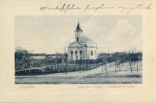 A Kossuth utcai templom egy 1916-ban futott lapon. (W. L. Bp. kiadása) 1892-ben itt alapította Korber Mihály az első magyar gyapjú kalaptompgyárát.