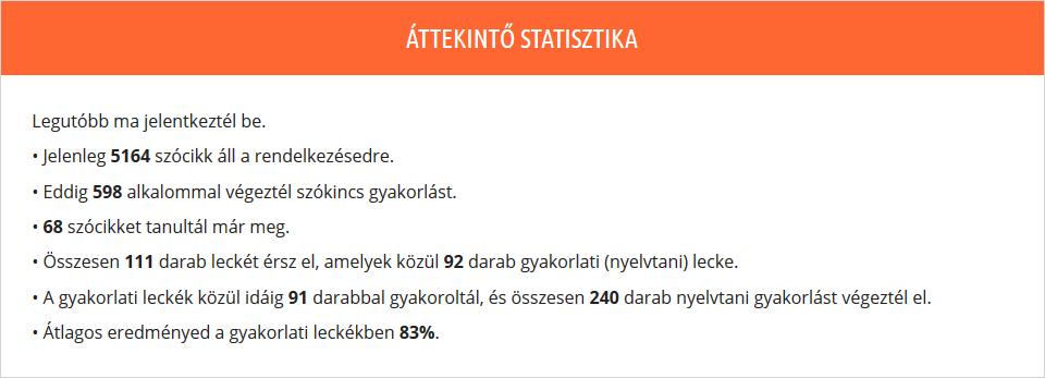 A bejelentkezés után először a főoldalt látod. Ennek a fejléce (menüsora) így fest: A kék angolozz.hu logóra kattinva mindig visszajutsz ide, a főoldalra.