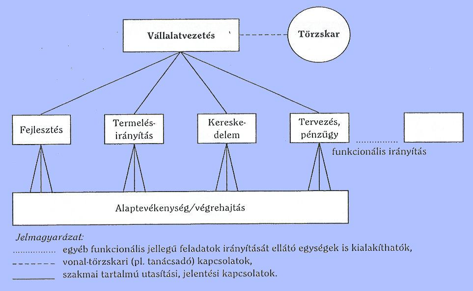 Törzskar: Lineáris-funkcionális Kialakulásának célja a vezető túlterheltségének csökkentése a szakma színvonalának növelése.