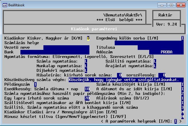 13.5. Kiadások paraméterei A kiadások