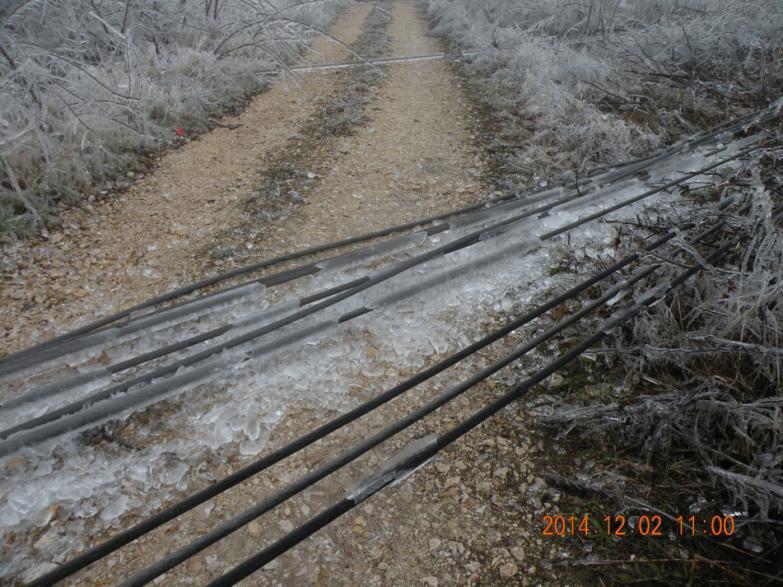 Szlovéniában 2014 január 30 február 4 között az ónos eső hatására 30 km átviteli hálózati távvezeték összedőlt vagy súlyosan rongálódott (becslés szerint ez mintegy 100 db oszlopot érintett),