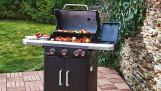 grillfelület: 66 40 cm; melegen tartó rács; 3 rozsdamentes acél égő; zsírgyűjtő