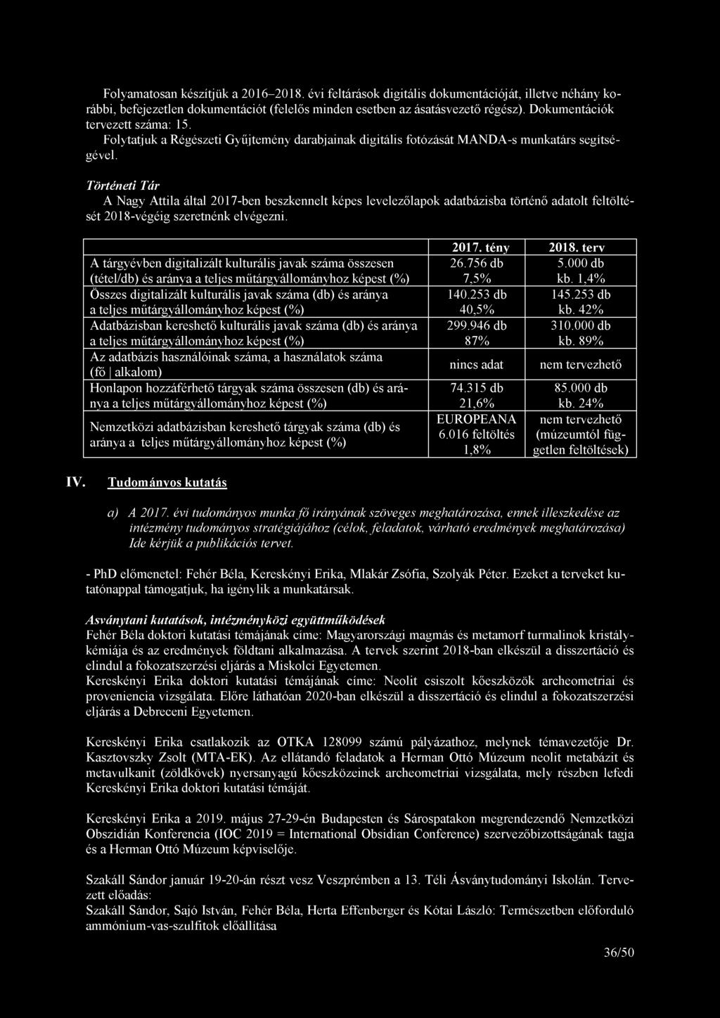 Folyamatosan készítjük a 2016-2018. évi feltárások digitális dokumentációját, illetve néhány korábbi, befejezetlen dokumentációt (felelős minden esetben az ásatásvezető régész).