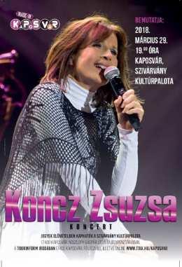 2018. március 29. 19:00 Koncz Zsuzsa koncert Jegyár: 5200/5600 Ft Jegyvásárlás: Szivárvány Kultúrpalota jegypénztárában (7400 Kaposvár, Noszlopy Gáspár u. 5-7.