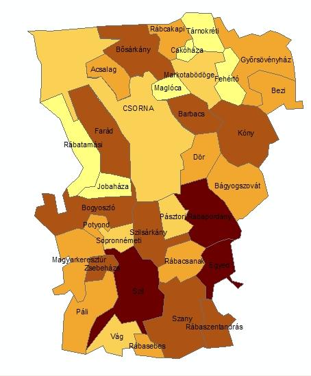 Karakteres különbségek figyelhetők meg a Hanság, Tóköz térsége és az évszázadok óta intenzív agrártájként megjelenő Rábaköz között, ahol