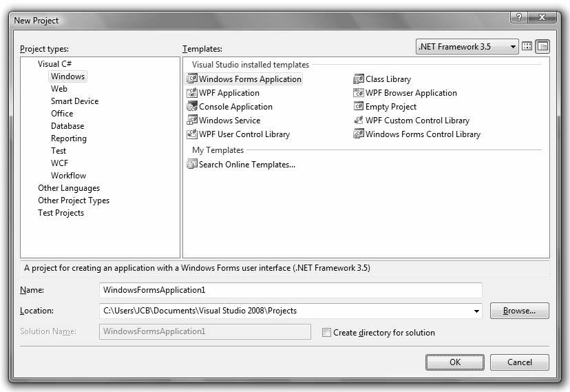 4 The Visual Studio IDE with the Start Page open, as it first appears in Windows Vista, without an open project.