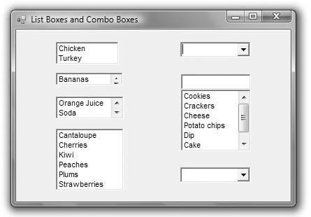 Bradley Millspaugh: 7. Lists, Loops, and Printing Text 303 C H A P T E R 7 295 Va rious styles of list boxes and combo boxes. F i gure 7.