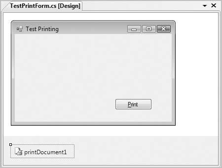 Bradley Millspaugh: 7. Lists, Loops, and Printing Text 319 C H A P T E R 7 311 F i gure 7. 8 Add a PrintDocument component to your application. The component appears in the form s component tray.