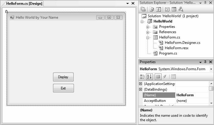 Bradley Millspaugh: 1. Introduction to Programming and Visual C# Text 37 C H A P T E R 1 29 The Properties window for the form. The form s class name now matches the name of the form s file.