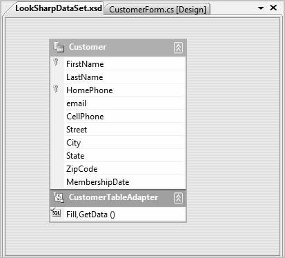 Bradley Millspaugh: 10. Database Applications Text 431 C H A P T E R 10 423 container (the form). Docking the grid makes it fill the form, even when the form is resized.