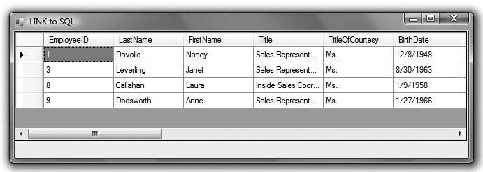 the Employees table of the Northwind database. Employee class F i gure 10.