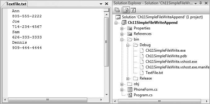 Bradley Millspaugh: 11. Data Files Text 465 C H A P T E R 11 457 View the contents of your new file in the Visual Studio IDE. F i gure 11.