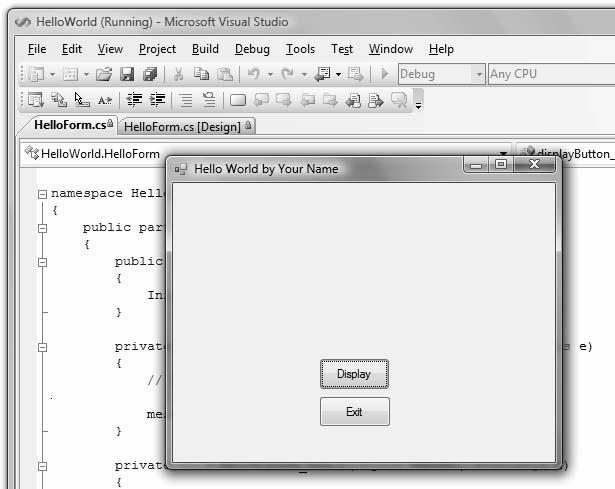 Bradley Millspaugh: 1. Introduction to Programming and Visual C# Text 43 C H A P T E R 1 35 Run the Project After you have finished writing the code, you are ready to run the project.