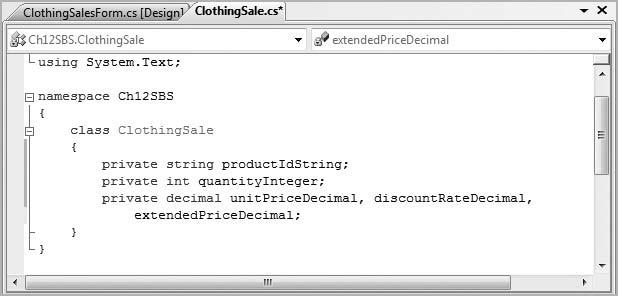 498 Bradley Millspaugh: 12. OOP: Creating Text Object Oriented Programs 490 V I S U A L C# OOP: Creating Object-Oriented Programs ( Figure 12.5 ).