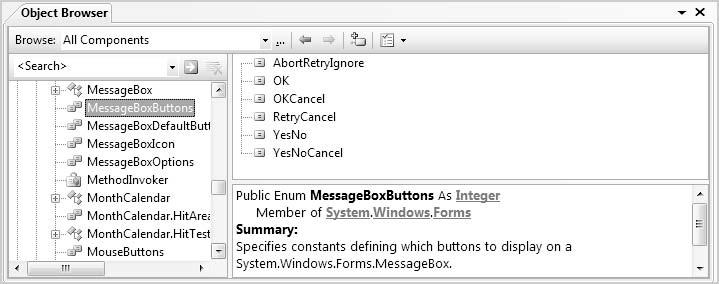 clicking on each class name and viewing the list of properties and methods (Figure 12.15 ).