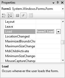 Then delete the entry for the event handler Form1_Load in this example.