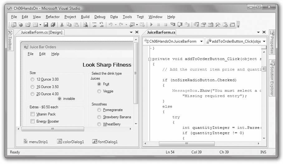 648 Bradley Millspaugh: Back Matter Appendix C: Tips and Shortcuts for Mastering the Environment 640 V I S U A L C# Tips and Shortcuts for Mastering the Environment Split the Screen Vertically You