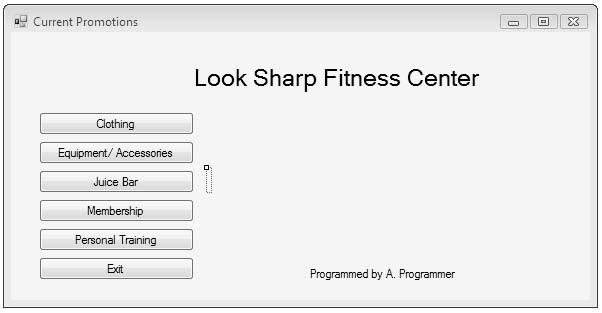 Bradley Millspaugh: 1. Introduction to Programming and Visual C# Text 67 C H A P T E R 1 59 Write the Project Follow the sketch in Figure 1.61 to create the form. Figure 1.62 shows the completed form.