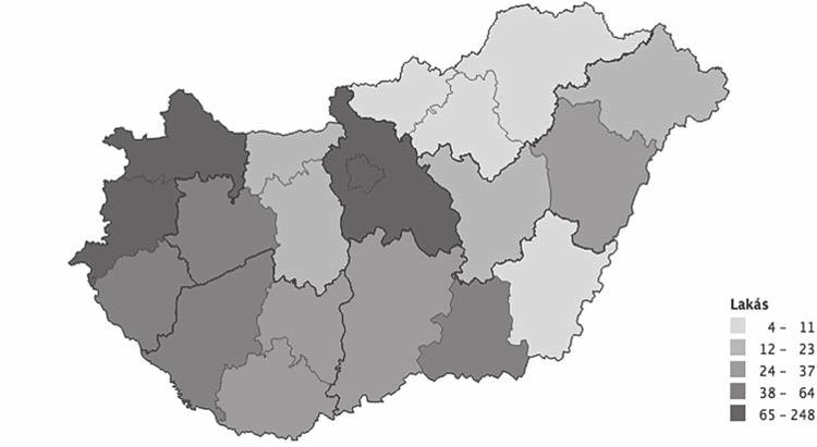 Százezer lakosra jutó lakásépítés 2016 I-III n.év Forrás: Napi.hu; letöltés dátuma 2016. december 17. 4. ábra megvalósítás során egymást támogató programokat.
