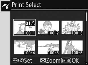 A kijelölt képek nyomtatása A PictBridge menü Print Select (A kijelölt képek nyomtatása) parancsának kiválasztásakor (leírása feljebb található) az 1. lépésben látható menü jelenik meg.