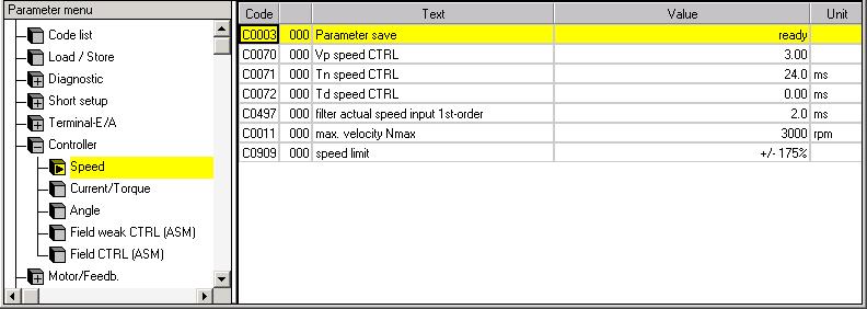 6 Commissioning Optimising the drive behaviour after start Speed controller adjustment 6.