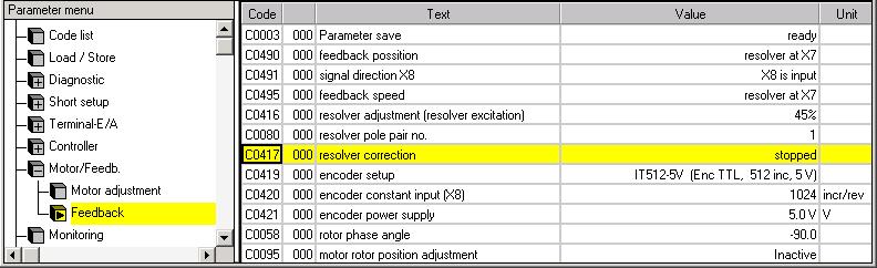 Commissioning Optimising the drive behaviour after start Resolver adjustment 6 6.16.