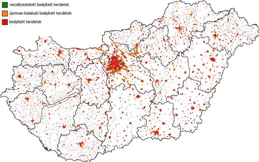 5. ábra. Beépített területek változása a krízis forgatókönyv alapján 2045-re 6.