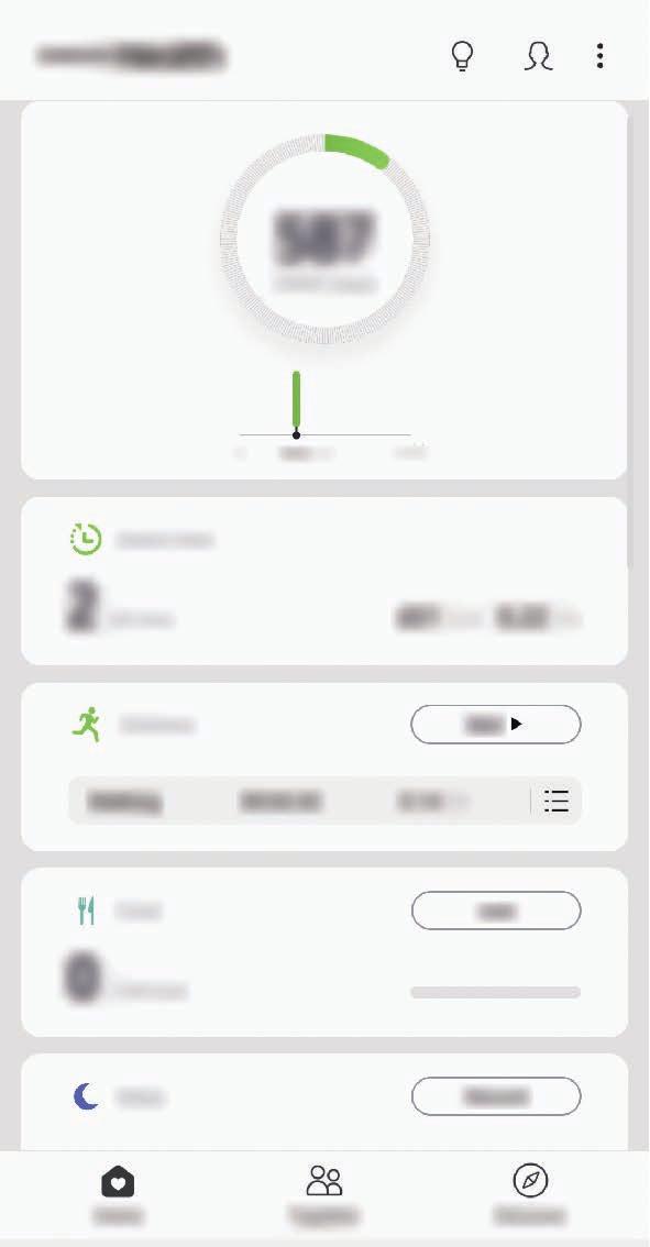 Alkalmazások és funkciók Samsung Health Bevezető A Samsung Health alkalmazást jólléte és edzettsége felügyeletére használhatja.