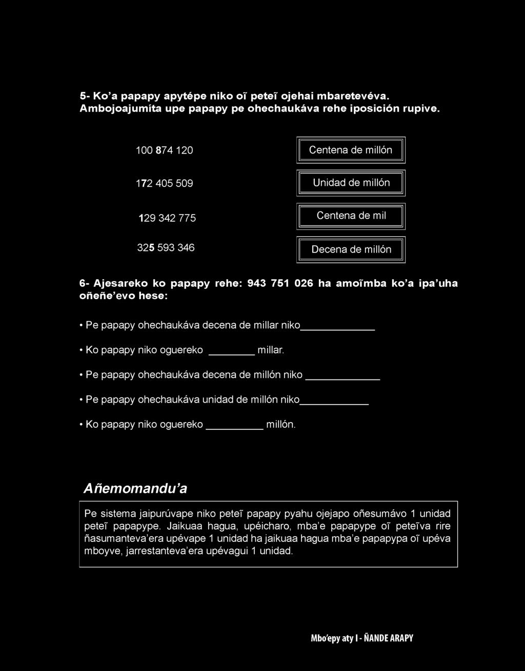 Añemomandu a Pe sistema jaipurúvape niko petet papapy pyahu ojejapo oñesumávo 1 unidad petet papapype.