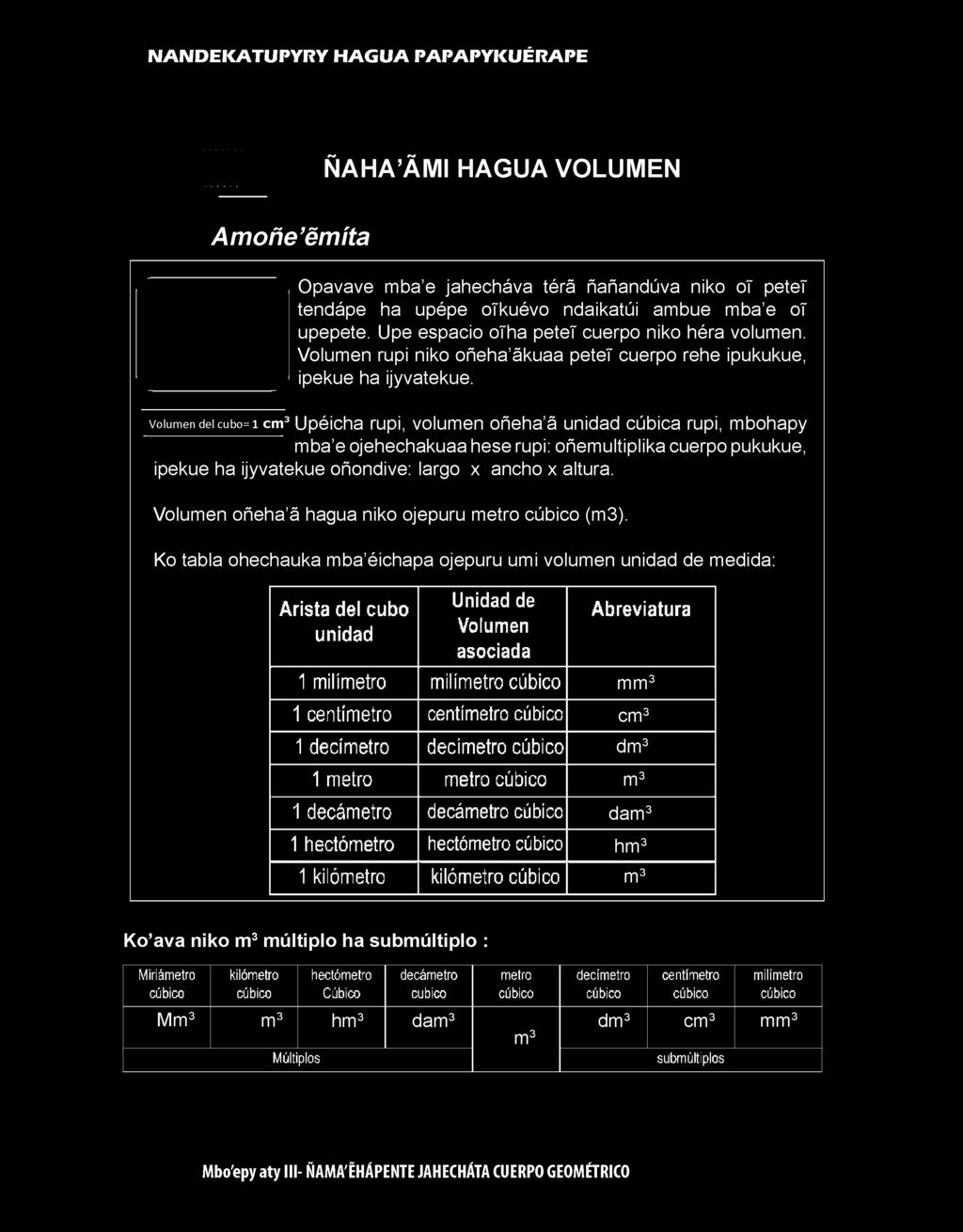 Volumen rupi niko oñeha ákuaa petet cuerpo rehe ipukukue, ipekue ha ijyvatekue.