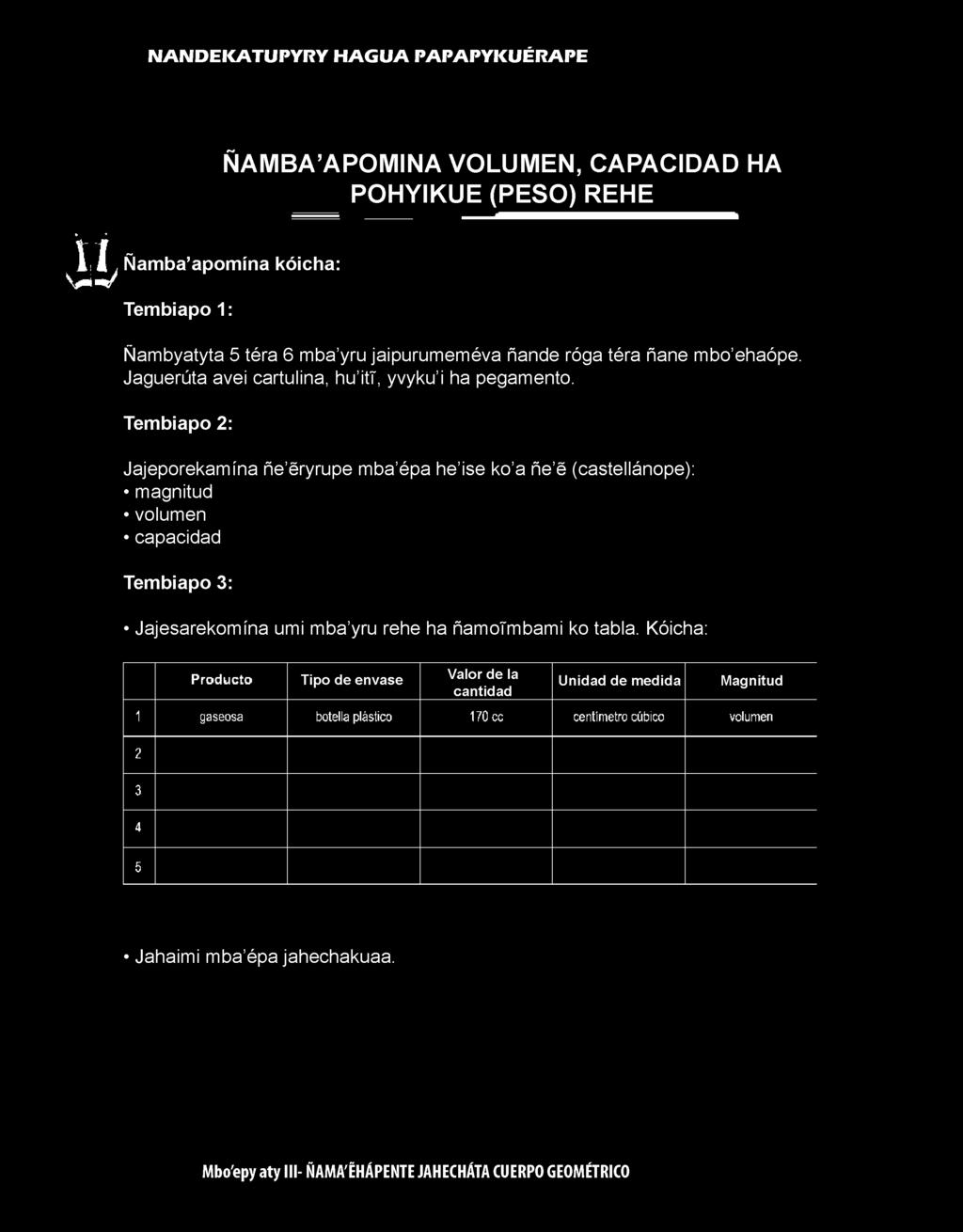 Jaguerúta avei cartulina, hu itt, yvyku i ha pegamento.