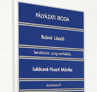 Névtábla Intézményt, osztályt, személy nevét, beosztását mutató