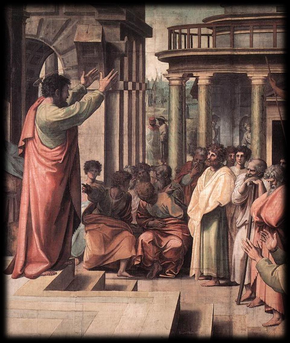 Az Ige ajtaja Pál Athénban prédikál Raphael Imádkozván mi érettünk is, hogy az Isten nyissa meg
