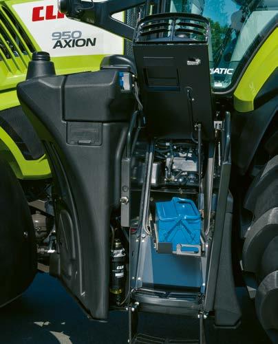 és utántöltés csukott motorháztetőnél is lehetséges a traktor jobb oldalán Minden, napi karbantartás szerszámok nélkül elvégezhető Gyorsan és jól