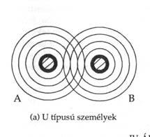 VIII/1. ábra. Az amerikaiak és a németek eltérő személyiségszerkezete (Lewin, 1948/2001: 270, 273. o.
