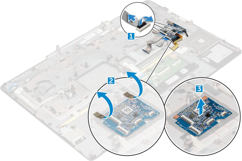 Az USB panel beszerelése 1 Helyezze az USB-panelt a számítógépre. 2 Ragasztószalaggal rögzítse az USB-panelt a számítógéphez. 3 Csatlakoztassa az USB-kártya kábelét.