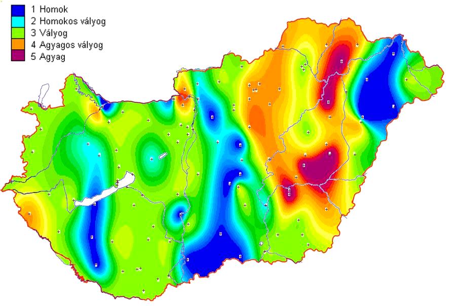 paraméter homok homokos vályog A talaj fizikai félesége vályog agyagos vályog agyag Θ w (mm m -1 ) 15,2 104,7 135,5 175 271,9 Θ f (mm m -1 ) 79,9 273,8 331,7 386,9 485,4 1.