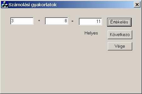 Feladat Adjunk meg két számot, és a Számol gomb lenyomása után jelenítsük meg a két szám összegét.
