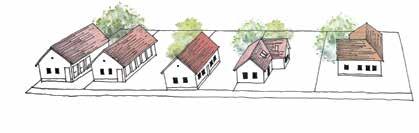 Az utcaképet a kis tömegű, keskeny házak ritmusa határozza meg. Ez a harmonikus ritmus az Ófalu kialakult építészeti karakterének alapja, melyhez minden esetben igazodni szükséges.