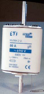Предохранители NV/NH UQ U (тип S) NV/NH UQU, тип S - характеристика ar/gr (~50kA / 25kA; ~690V / 440V) 5 S1UQU/110/5A/690V 4117 1.000 8 gr /24 450 50 S1UQU/110/50A/690V 4108 1.