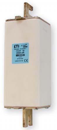 Предохранители NV/NH UQ 01 (тип S) NV/NH UQ1, тип S - характеристика ar (~50kA AC; ~2000V AC) I 2 t при 2000V (A 2 s) 250 SUQ1/210-165/250A/2000V 475160 0.