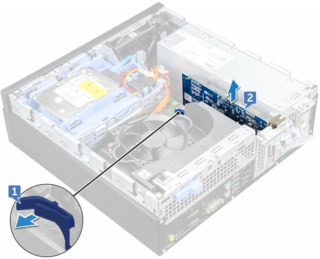 5 Repeat the steps to remove any additional PCIe expansion cards. Installing PCIe expansion card 1 Insert the expansion card into the connector on the system board.