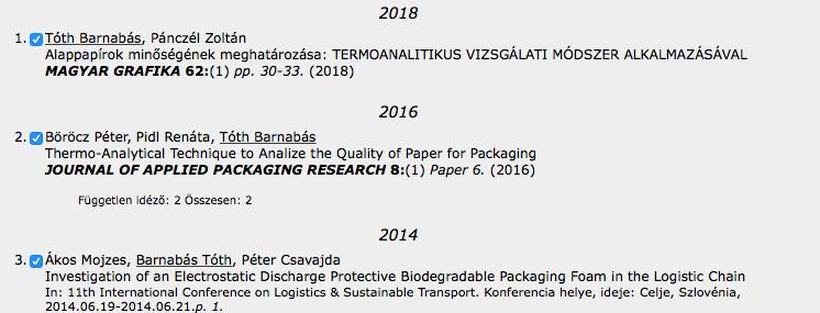 Publikációk listázása Folyamatban lévő publikációk: 1.