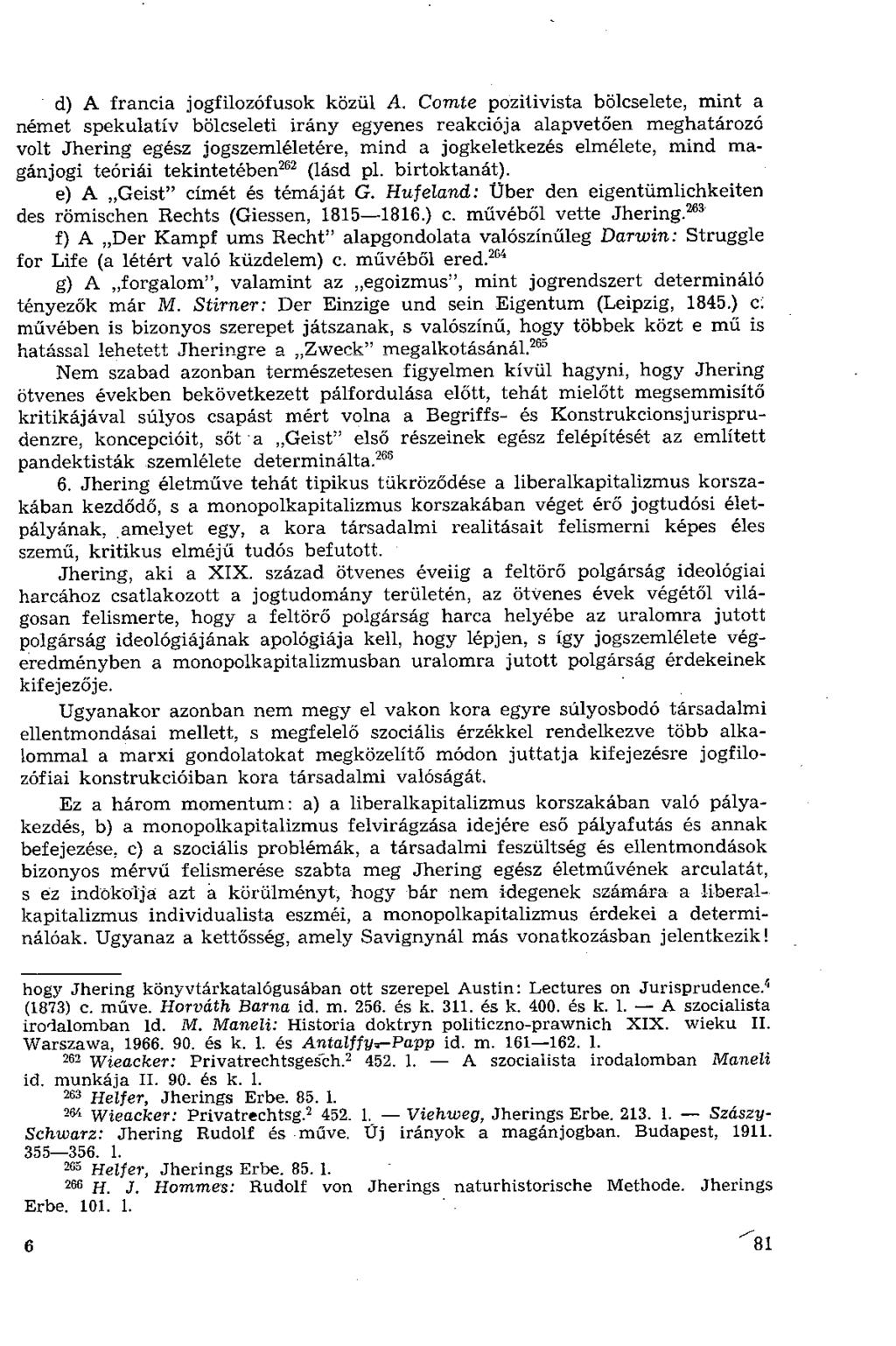 d) A francia jogfilozófusok közül A.