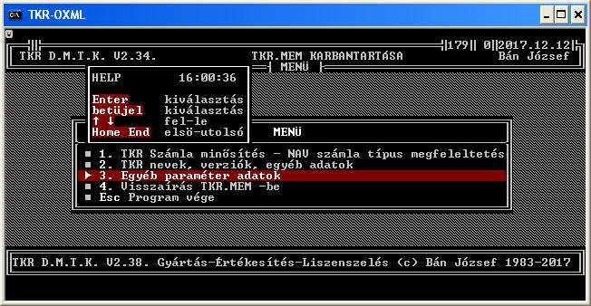 - 23-3.5. Egyéb paraméter adatok : hogy a listázáskor - leválogatáskor ( kipróbálás, tesztelés, betanulás, stb.