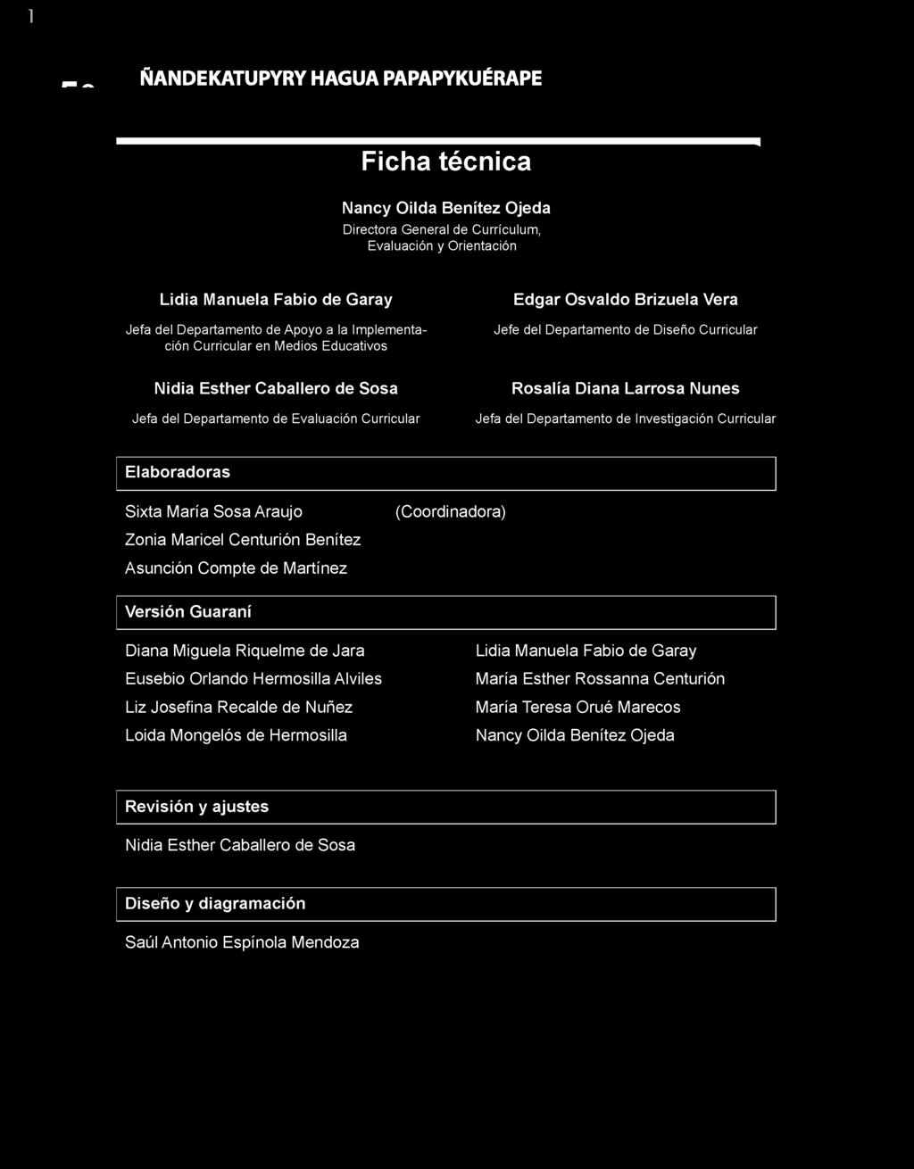 de Jara Eusebio Orlando Hermosilla Alviles Liz Josefina Recalde de Nuñez Loida Mongelós de Hermosilla Lidia Manuela Fabio de Garay María Esther